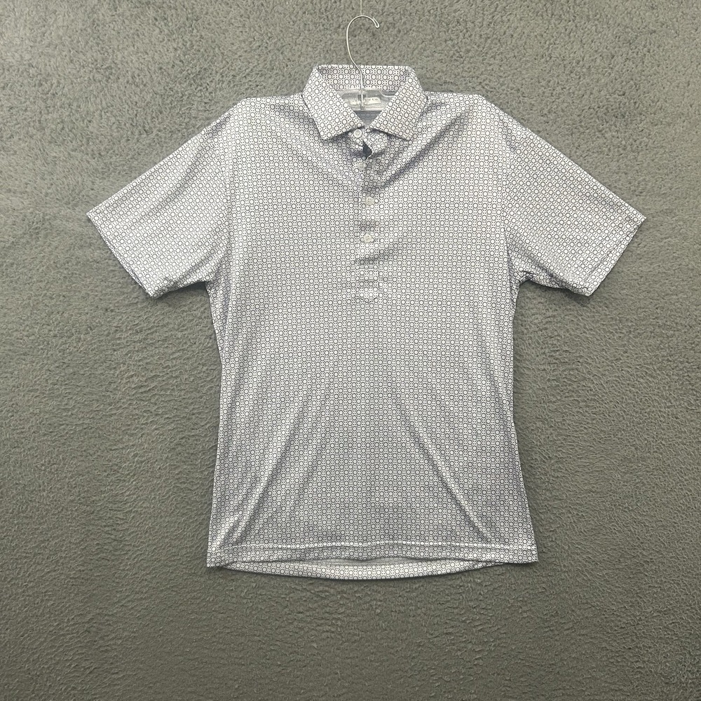 Collars And Co Shirt Mens Small White Blue Geometric Dress Collar Polyester